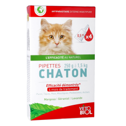 Anti-puces naturel chaton 250g à 1,5kg Vétobiol - 