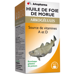 Arkogélules Huile de foie de morue vitamines A et D Arkopharma