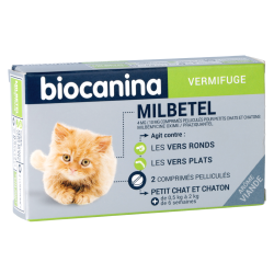 Vermifuge petit chat et chaton de 0,5-2 kg Biocanina Milbetel - 2 comprimés