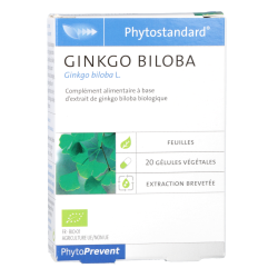 Phytostandard Ginkgo Biloba Complément alimentaire Phytoprevent Pileje - 20 Gélules