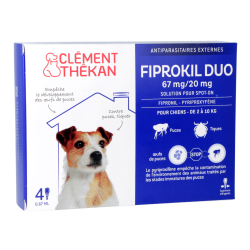 Fiprokil Duo Antiparasitaires externes pour chien de 2 à 10 kg Clément Thékan - 4 pipettes