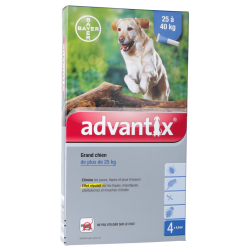 Antiparasitaire externe pour grand chien 25-40 kg Advantix Bayer - 4 pipettes
