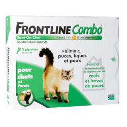 Frontline Combo Spot-on Chat Pipettes pour chats et furets Puces tiques et poux