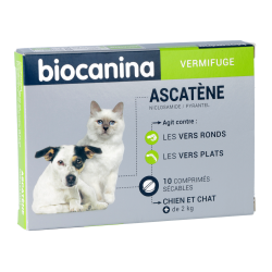 Vermifuges Ascatène Chiens et Chats de plus de 2 kg Biocanina - 10 comprimés