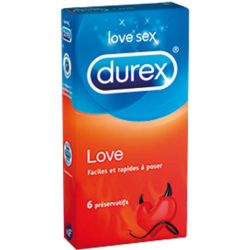Love préservatifs facile à enfiler, fin et lubrifié Durex - 6 préservatifs