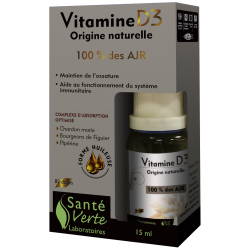 Vitamine D3 Origine naturelle 100 % des AJR Santé Verte - Flacon 15 mL