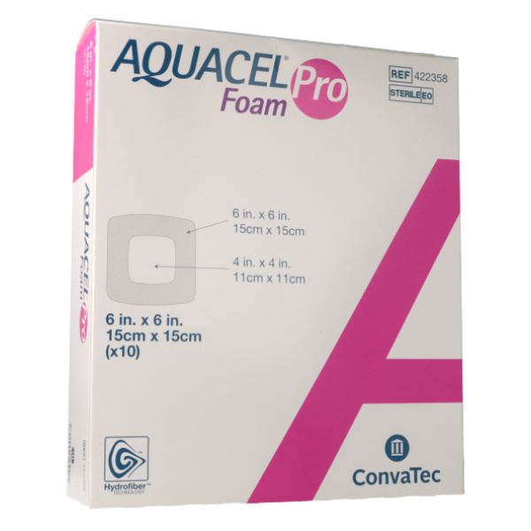 Aquacel Foam Pro 15x15cm (x10) - Pansement Hydrocellulaire Adhésif Hybrofiber