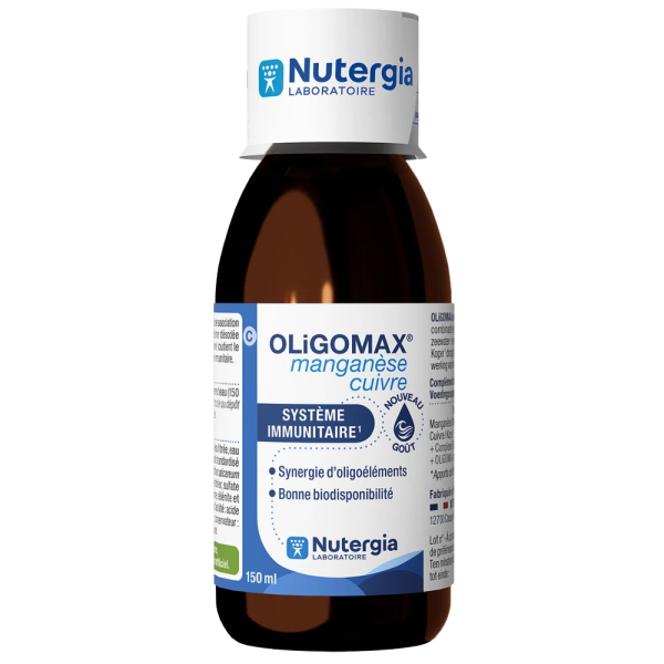 Oligomax Manganèse Cuivre Oligoéléments Marins enrichis Nutergia - Flacon de 150 mL