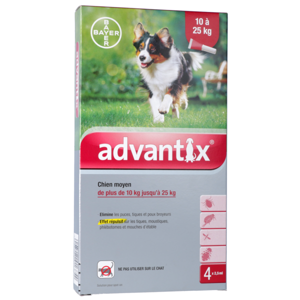 Antiparasitaire externe pour chien moyen 10-25 kg Advantix Bayer - 4 pipettes