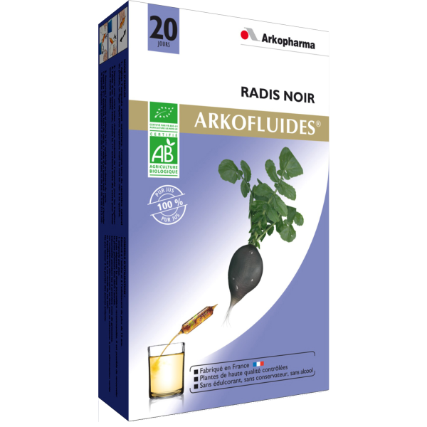 Arkofluides Radis Noir sans alcool Arkopharma - 20 ampoules