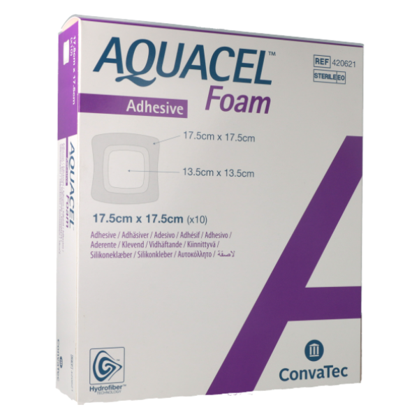 Aquacel Foam Adhesive 17,5x17,5cm (x10) - Pansement Hydrocellulaire Siliconé Hydrofiber