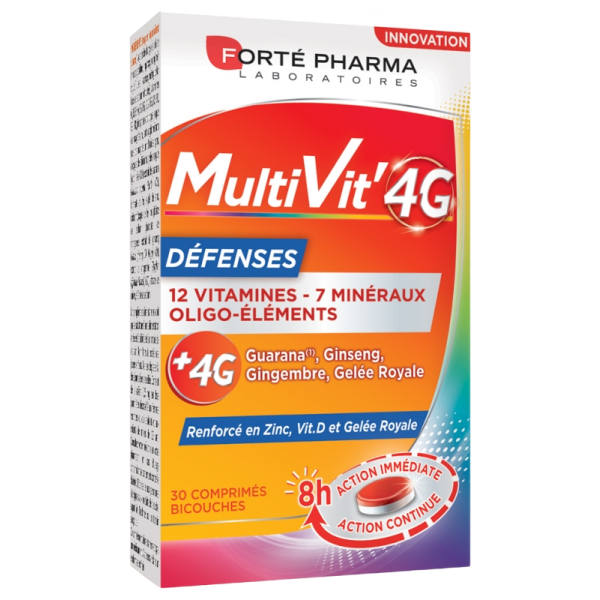Forte Pharma Multivit'4G Vitalité Défenses Booster 30x