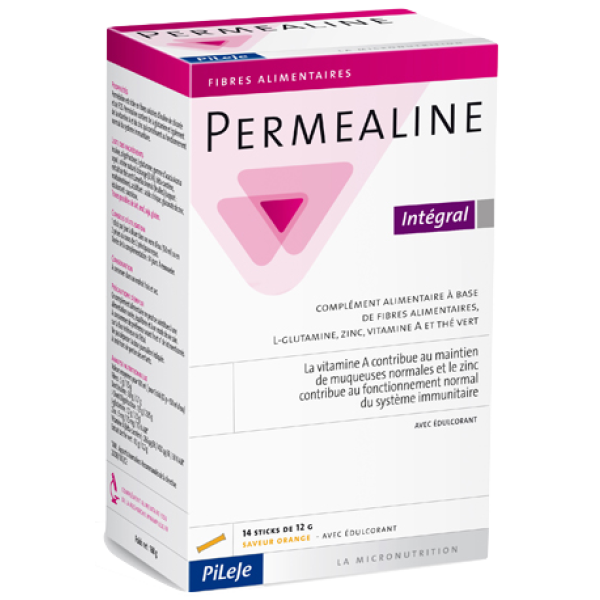 Permealine 20 sticks Intégral Vitamine A Zinc et Fibres alimentaires Pileje