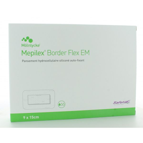 Mepilex Border Flex EM 9x15cm (x10) - Pansement Hydrocellulaire Auto-Fixant