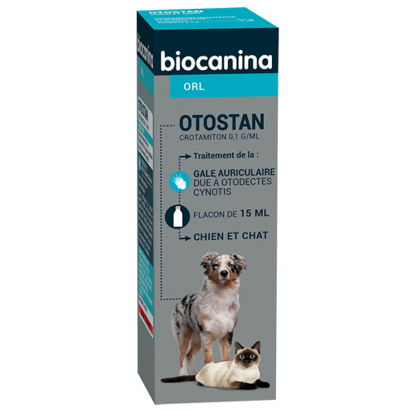 Ostotan Traitement de la gale auriculaire pour chien et chat Biocanina - 10 ml