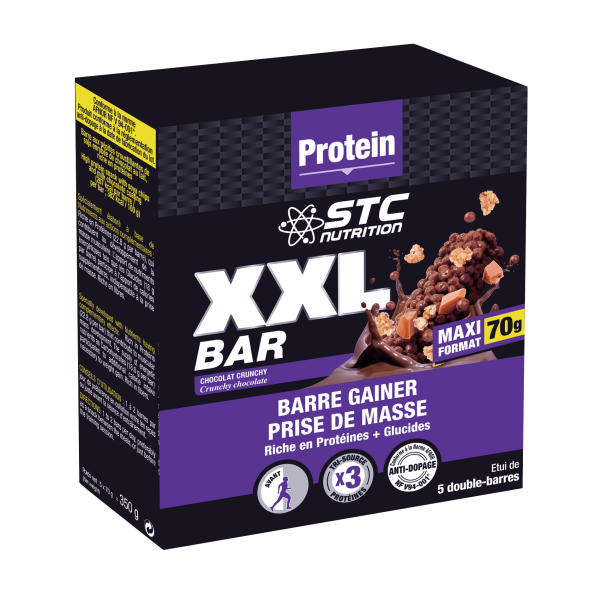 STC XXL Bar Céréales Crunchy Chocolat Spécial prise de muscle & masse STC Nutrition 5x70 g