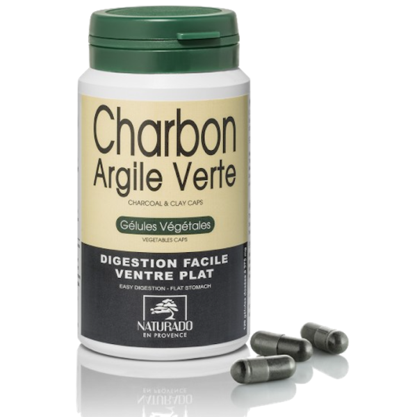 Complément Alimentaire Charbon Argile Verte Naturado en Provence - 120 Gélules Végétales