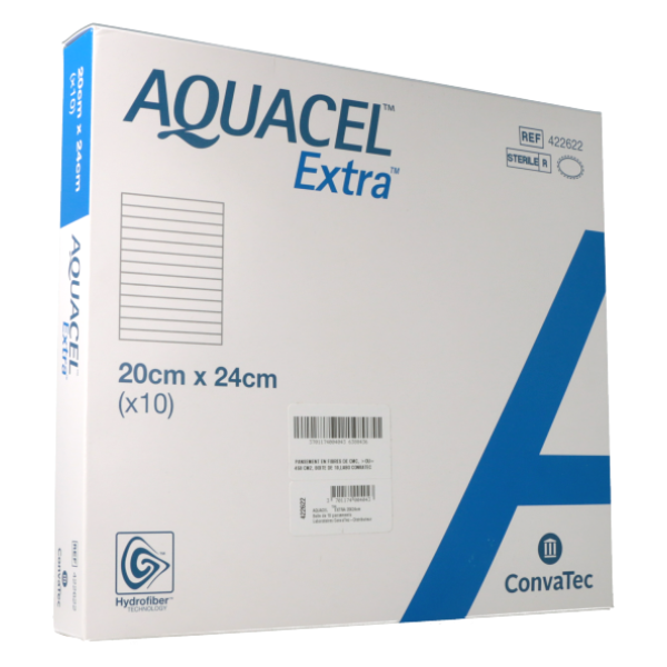 Aquacel Extra 20x24cm - Pansement Absorbant Hydrofiber avec Renfort Fibre