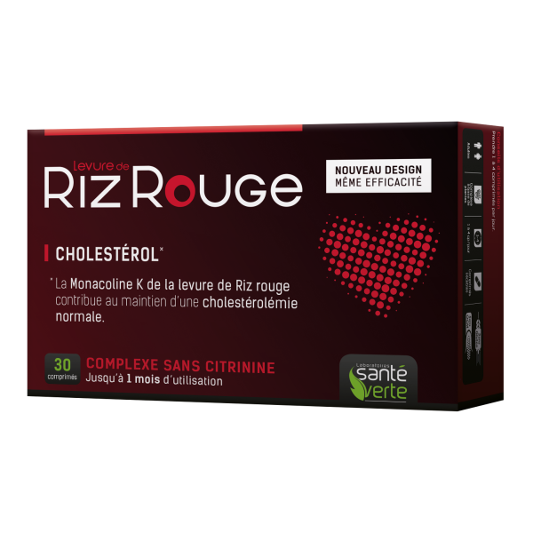 Levure de riz rouge Equilibre Cholestérol Santé Verte 30 Comprimés