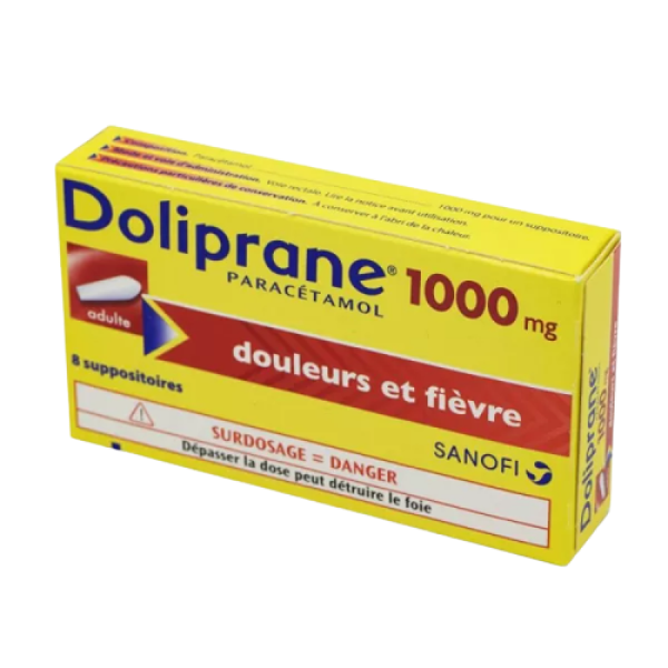 Doliprane Adultes 1000 mg, 8 suppositoires