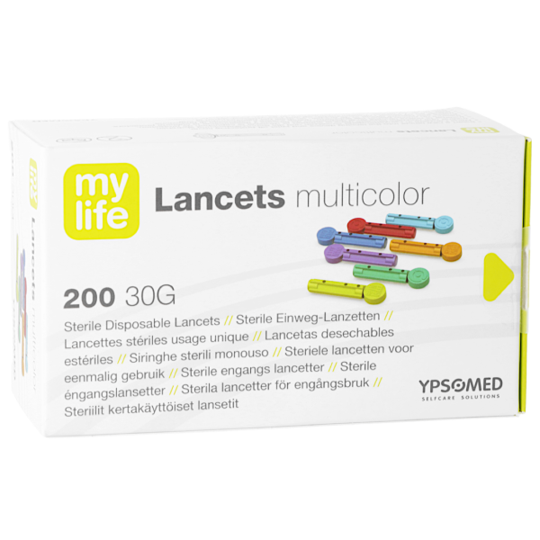 Pura Mylife Lancets multicolor stériles usage unique Ypsomed - Boite de 200 - 30 G