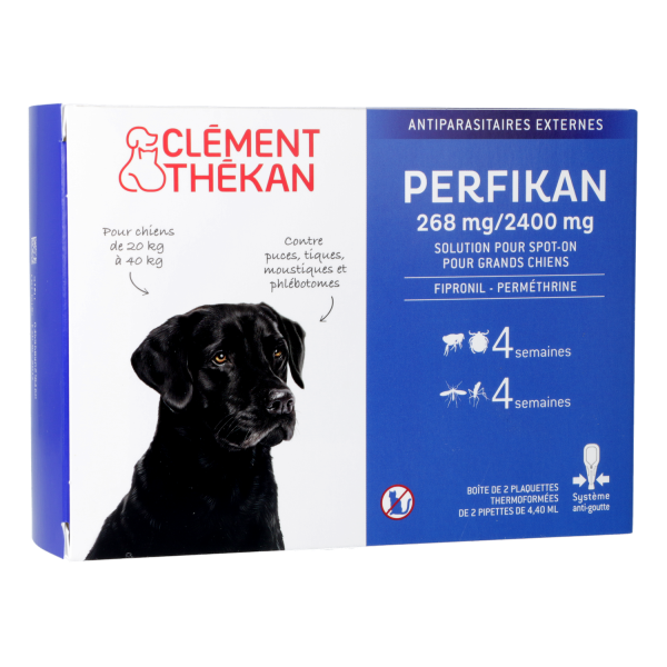 Perfikan Antiparasitaire externes Spot-On pour grands chiens de 20 à 40 kg Clement Thekan - 4 pipett