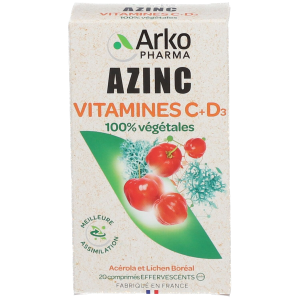 Azinc vitamines C+D3 100% végétales