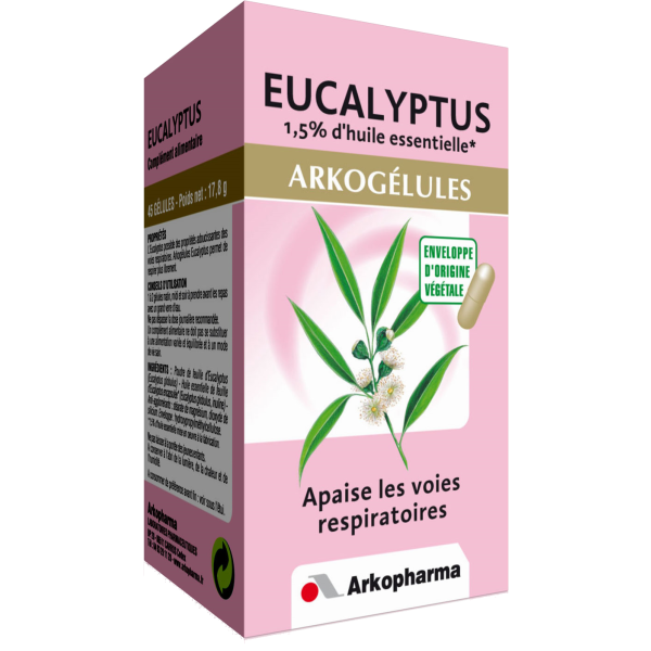 Arkogélules eucalyptus 1,5% huile essentielle apaise les voies respiratoires Arkopharma - 45 gélules