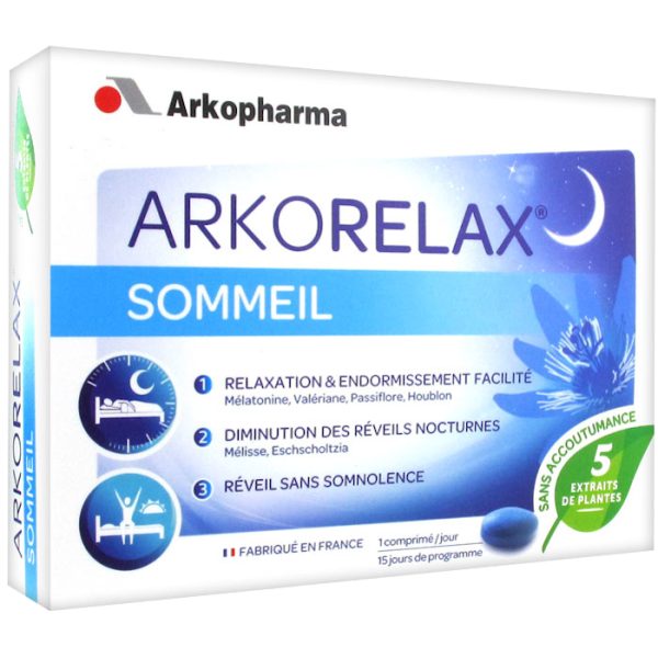 Arkorelax Sommeil 5 Extraits de Plantes Arkopharma - 15 Comprimés
