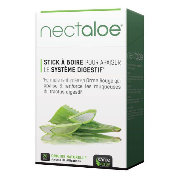 Nectaloe Sticks à boire pour apaiser le système digestif Santé Verte - 20 Sticks à boire