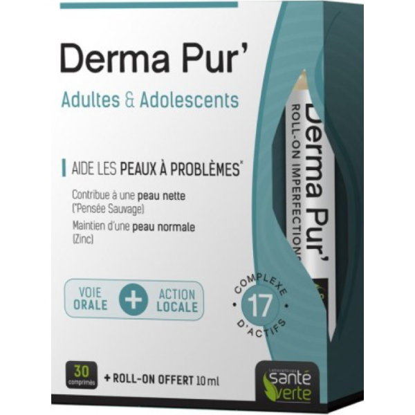 Derma pur' Aide les peaux à problèmes Pensée Sauvage + Zinc Santé Verte - Roll-on 10 mL