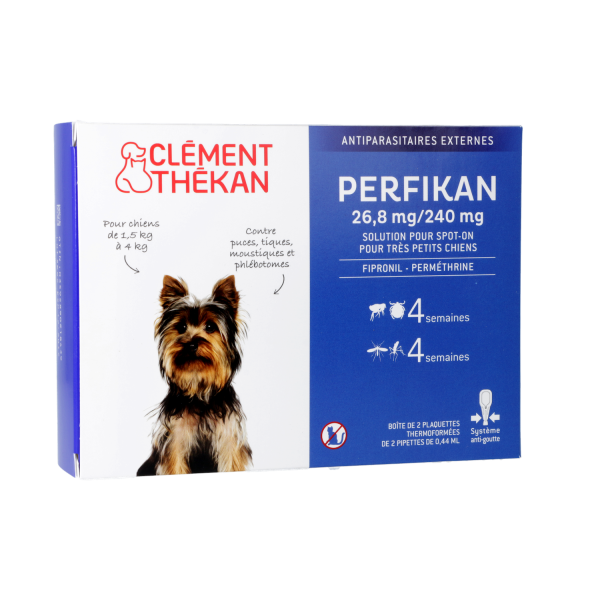 Perfikan Antiparasitaire externe Spot-On pour trés petit chien de 1,5 à 4 kg Clement Thekan - 4 pipe