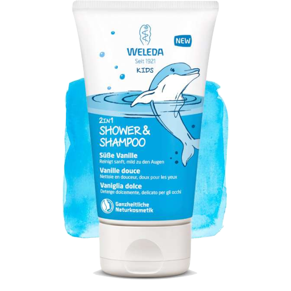 2en1 Douche & Shampooing à la Vanille Douce Weleda Enfants - Tube de 150ml