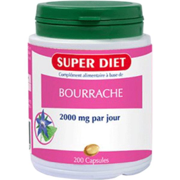 Complément Bourrache 2000 mg par jour Super Diet - 200 Capsules