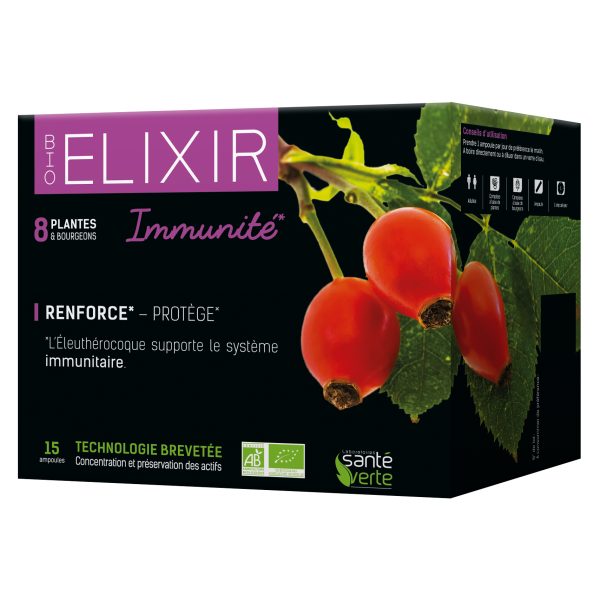 Bio Elixir Immunité Santé Verte - 15 Ampoules