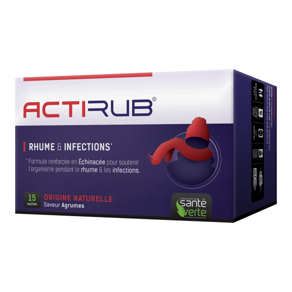 Actirub  Rhume & infections Echinacée Zinc et Vitamine C Santé Verte - 15 Sachets