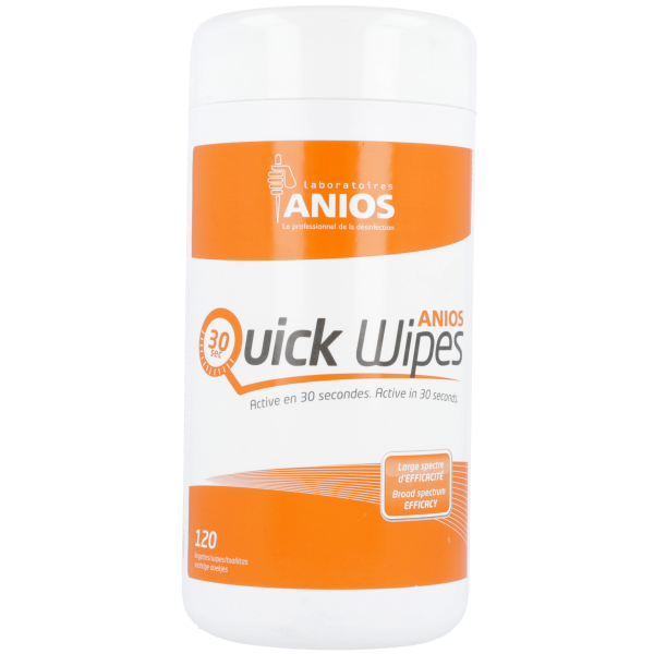 Lingettes Anios Quick Wipes Actives en 30 sec - Large spectre - Boite de 120