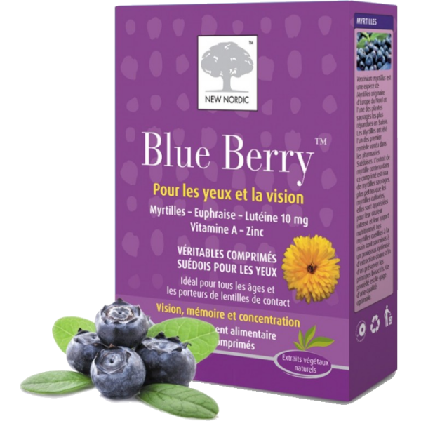 Blue Berry pour les yeux et la vision lutéine 10 mg et vitamine A New Nordic - 60 comprimés