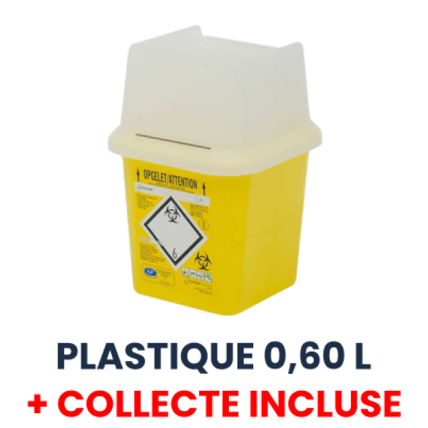 0,60 L Plastique Carré Collecteur DASRI - Collecte Incluse