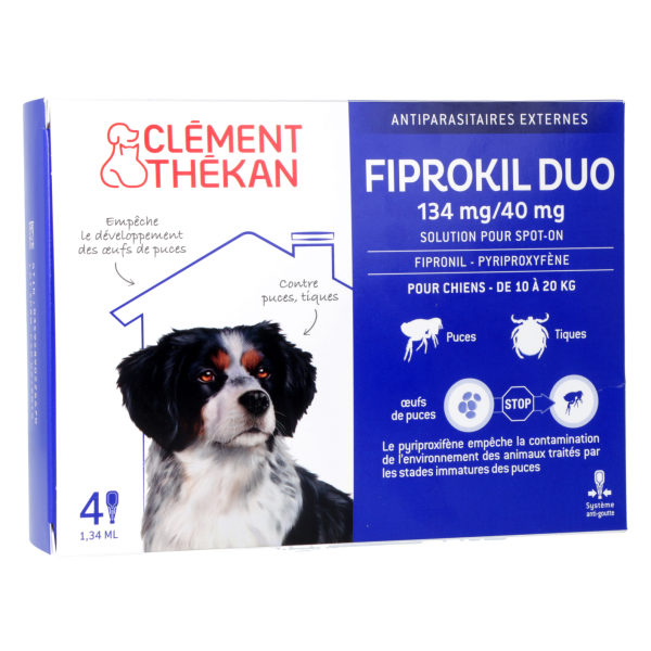 Fiprokil Duo Antiparasitaires externes pour chien de 10 à 20 kg Clément Thékan - 4 pipettes