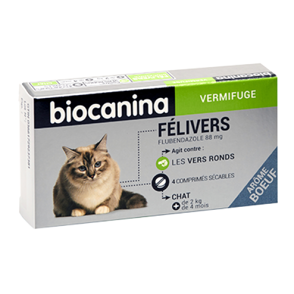 Féliviers Vermifuge pour Chat de plus de 2 kg Biocanina - 4 comprimés