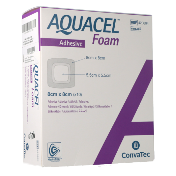 Aquacel Foam Adhesive Siliconé Hydrofiber 8x8 cm (x10)