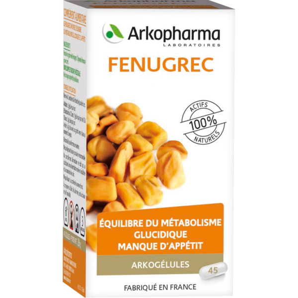 Arkogélules Fenugrec Equilibre métabolisme glucidique et manque d'appétit Arkopharma - 45 gélules
