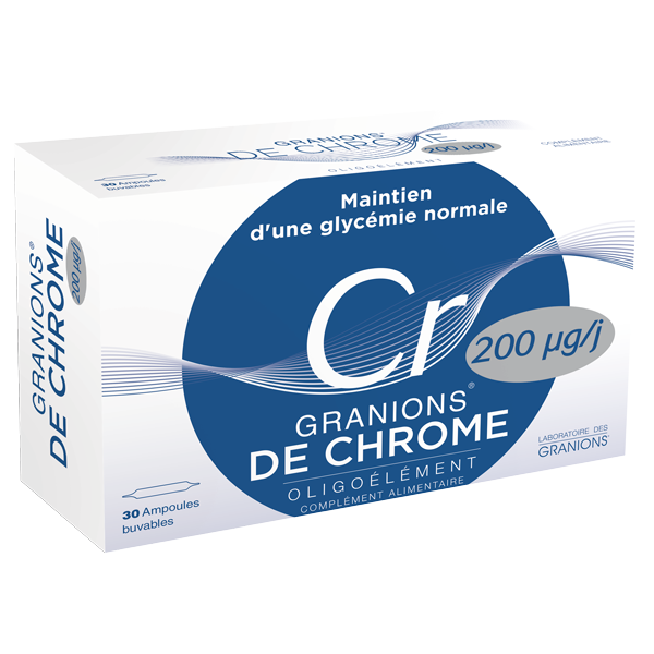 Granions de Chrome 200 μg/j Maintien d'une glycémie normale - 30 ampoules