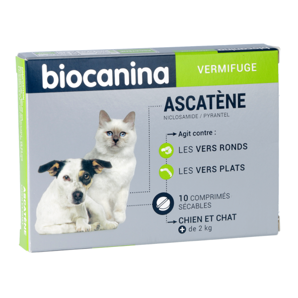 Vermifuges Ascatène Chiens et Chats de plus de 2 kg Biocanina - 10 comprimés