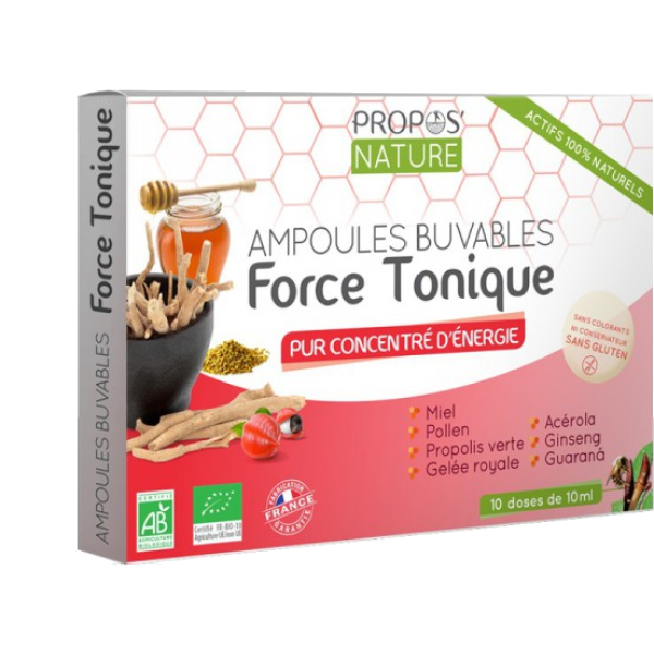 Force tonique pur concentré d'énergie Bio Propos' Nature - 10 ampoules