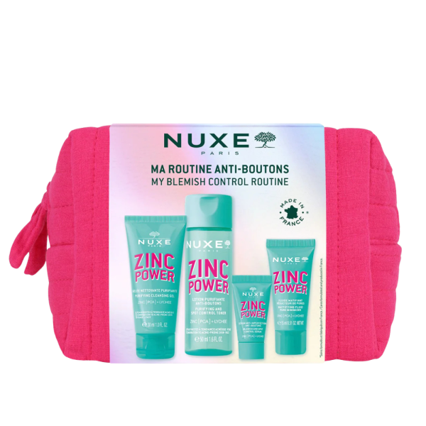 NUXE Trousse Ma Routine Anti‑Boutons – Gamme Zinc Power Peaux Mixtes à Grasses