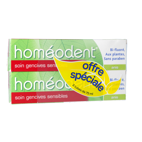 Soin gencives sensible anis 2 tubes Homéodent Boiron - 75 ml
