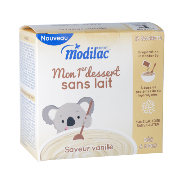 Mon 1er dessert sans lait saveur vanille Dès 6 mois Modilac - 12 sachets