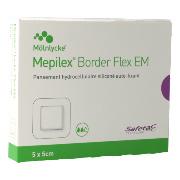 Mepilex Border Flex EM 5x5cm (x10) - Pansement Hydrocellulaire Auto-Fixant